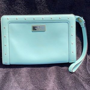 kate  spade New York Light  Blue Wristlet With Gold Accents